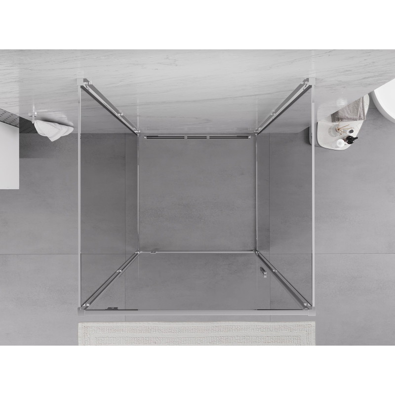 Mexen Exo-3S Duschkabine, 3-seitig, schwenkbar, 70 x 70 cm, transparent, Chrom - 8181-070-070-01-00-3S