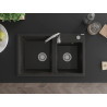 Mexen Tomas Granitspüle 2-Becken 800 x 500 mm, schwarz/gold metallic, Siphon Chrom - 6516802000-75