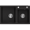 Mexen Tomas Granitspüle 2-Kammer 800 x 500 mm, schwarz, Siphon Chrom - 6516802000-77