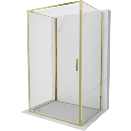 Mexen Exo-3S 3-seitige Duschkabine, 100 x 80 cm, transparent, gold - 8181-100-080-50-00-3S