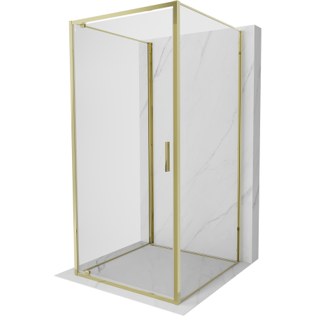 Mexen Exo-3S 3-seitige Duschkabine zum Öffnen 85 x 85 cm, transparent, gold - 8181-085-085-50-00-3S