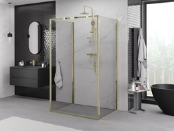 Mexen Exo-3S 3-seitige Duschkabine, 80 x 100 cm, transparent, gold - 8181-080-100-50-00-3S