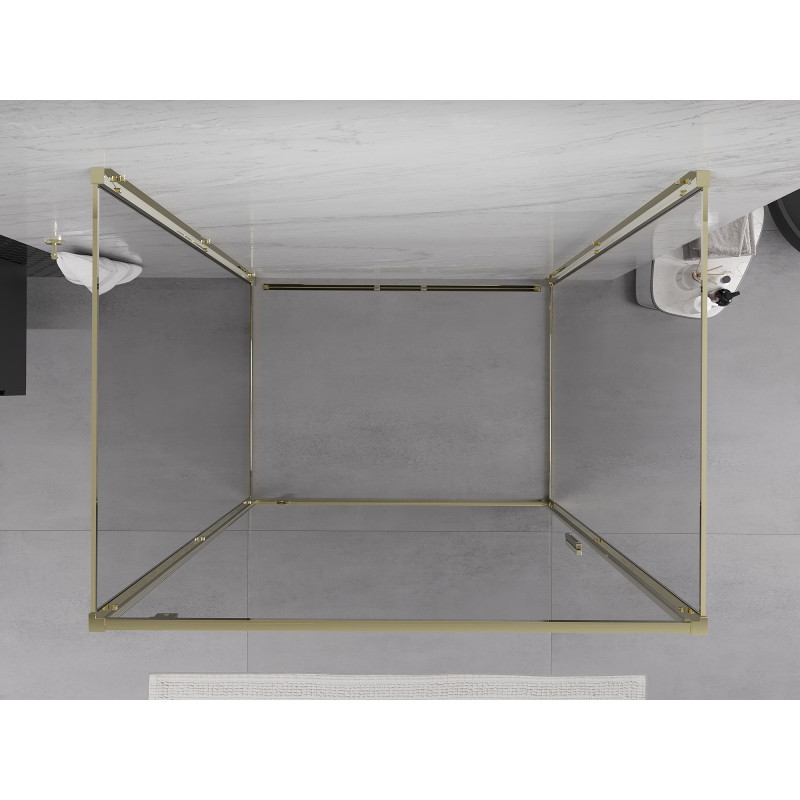 Mexen Exo-3S dreiwandige Duschkabine 85 x 100 cm, transparent, gold - 8181-085-100-50-00-3S