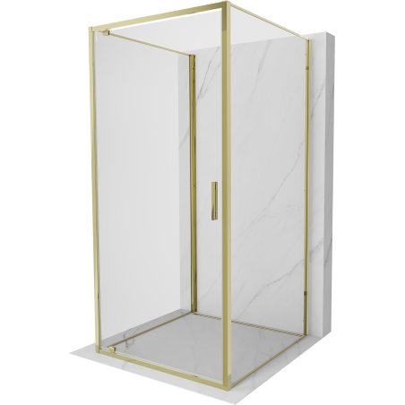 Mexen Exo-3S Duschkabine 3-seitig schwenkbar 100 x 100 cm, transparent, gold - 8181-100-100-50-00-3S
