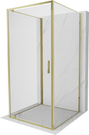 Mexen Exo-3S Duschkabine 3-seitig schwenkbar 100 x 100 cm, transparent, gold - 8181-100-100-50-00-3S