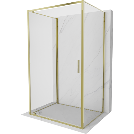 Mexen Exo-3S Dreiteilige Duschkabine, Schwenkbar, 70 x 110 cm, Transparent, Gold - 8181-070-110-50-00-3S