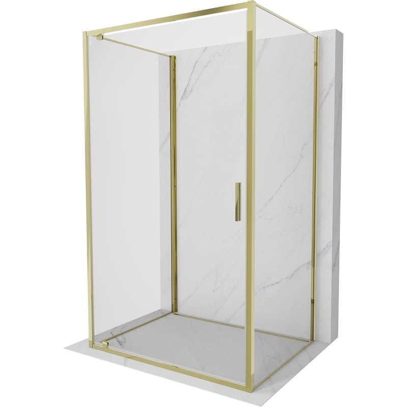 Mexen Exo-3S Duschkabine 3-seitig schwenkbar 95 x 110 cm, transparent, gold - 8181-095-110-50-00-3S