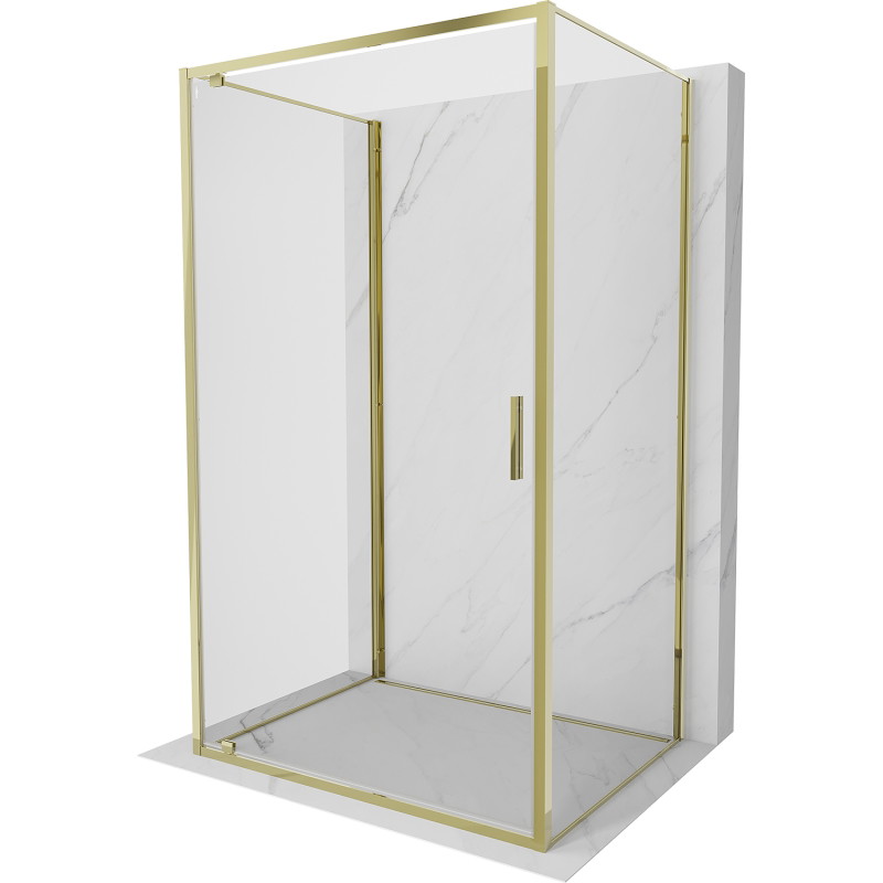 Mexen Exo-3S Duschkabine 3-seitig schwenkbar 85 x 120 cm, transparent, gold - 8181-085-120-50-00-3S