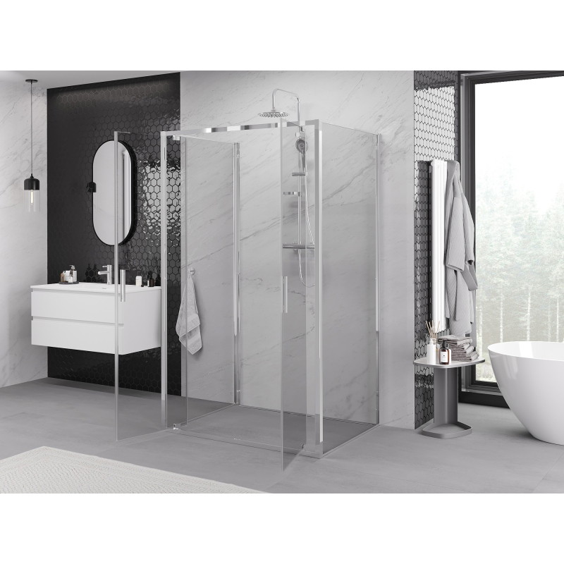 Mexen Exo-3S 3-seitige Duschkabine, schwenkbar, 70 x 80 cm, transparent, Chrom - 8182-070-080-01-00-3S
