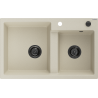 Mexen Tomas Granitspüle 2-becken 800 x 500 mm, beige, schwarzer Siphon - 6516802000-69-B
