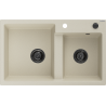 Mexen Tomas Granitspüle, 2-Kammer, 800 x 500 mm, beige, schwarzer Siphon - 6516802000-69-B
