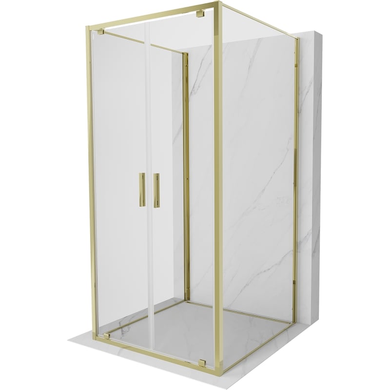 Mexen Exo-3S 3-seitige Duschkabine mit Drehflügel 70 x 70 cm, transparent, gold - 8182-070-070-50-00-3S