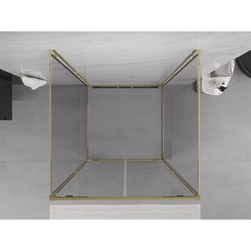 Mexen Exo-3S 3-seitige Duschkabine mit Drehflügel 70 x 70 cm, transparent, gold - 8182-070-070-50-00-3S