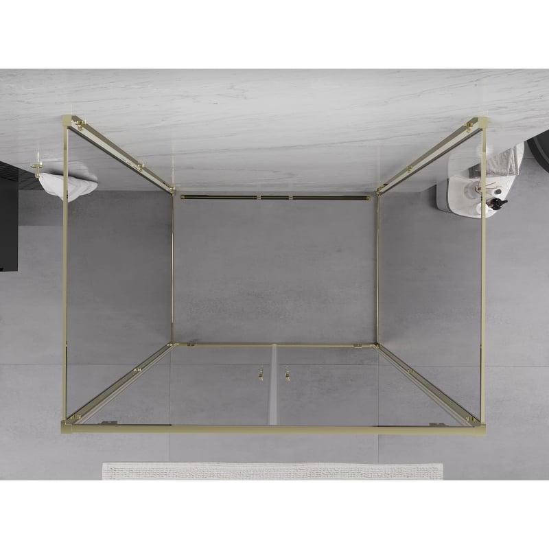 Mexen Exo-3S 3-seitige Duschkabine zum Öffnen 100 x 80 cm, transparent, gold - 8182-100-080-50-00-3S