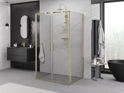 Mexen Exo-3S 3-seitige Duschkabine mit Drehtür 80 x 90 cm, transparent, gold - 8182-080-090-50-00-3S