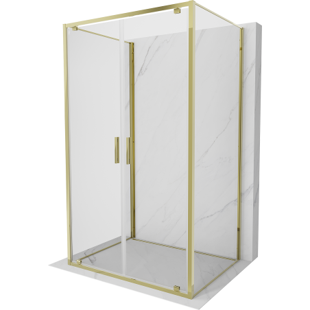 Mexen Exo-3S Duschkabine 3-seitig schwenkbar 120 x 90 cm, transparent, gold - 8182-120-090-50-00-3S