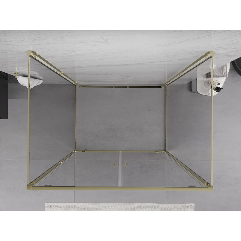 Mexen Exo-3S 3-seitige Duschkabine zum Schwenken 70 x 95 cm, transparent, gold - 8182-070-095-50-00-3S