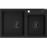 Mexen Tomas Granitspüle 2-Kammer 800 x 500 mm, schwarz, Siphon schwarz - 6516802000-77-B