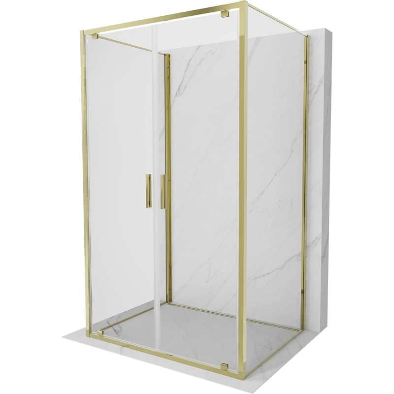 Mexen Exo-3S Duschkabine mit 3 Wänden, schwenkbar 70 x 100 cm, transparent, gold - 8182-070-100-50-00-3S