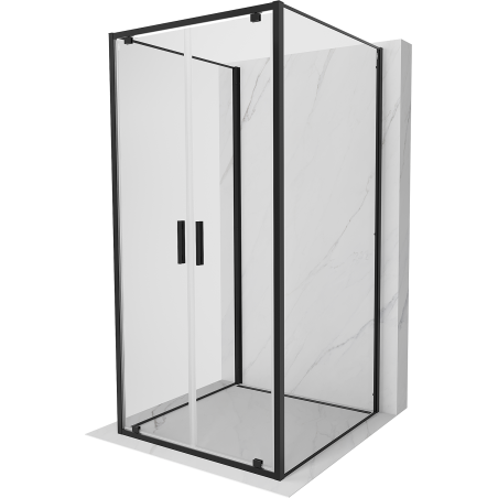 Mexen Exo-3S Duschkabine 3-seitig schwenkbar 90 x 90 cm, transparent, schwarz - 8182-090-090-70-00-3S
