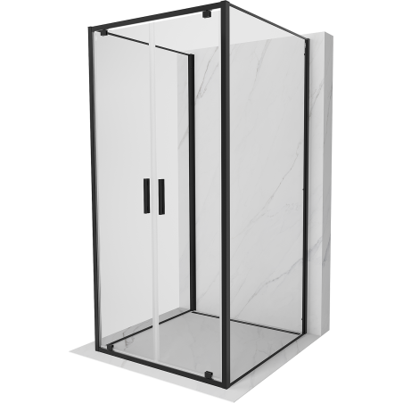 Mexen Exo-3S Duschkabine 3-seitig schwenkbar 110 x 110 cm, transparent, schwarz - 8182-110-110-70-00-3S