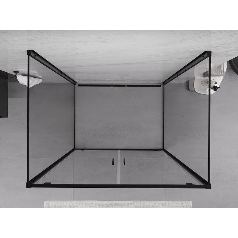 Mexen Exo-3S 3-seitige Duschkabine, Schwenktür, 90 x 75 cm, transparent, schwarz - 8182-090-075-70-00-3S