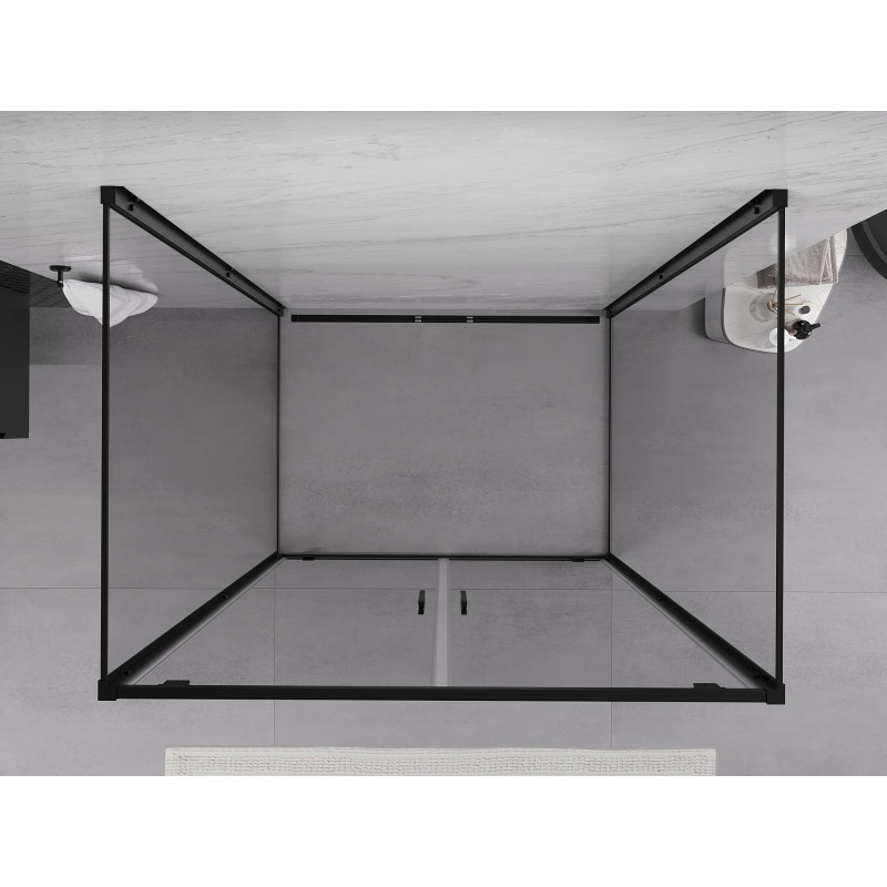 Mexen Exo-3S Duschkabine 3-seitig schwenkbar 110 x 75 cm, transparent, schwarz - 8182-110-075-70-00-3S