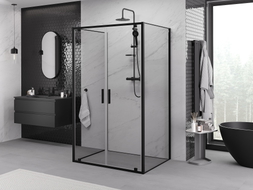 Mexen Exo-3S Duschecke, dreiflügelig, 70 x 120 cm, transparent, schwarz - 8182-070-120-70-00-3S