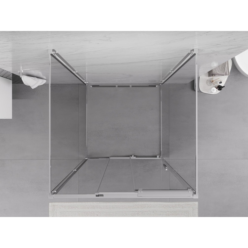 Mexen Exo-3S dreiseitige Duschkabine zum Schieben 80 x 80 cm, transparent, Chrom - 8153-080-080-01-00-3S