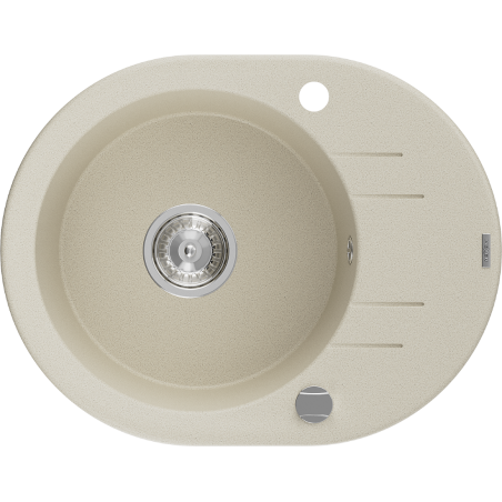 Mexen Kevin Granitspüle 1-Becken mit Abtropffläche 586 x 458 mm, beige, Siphon Chrom - 6517581005-69