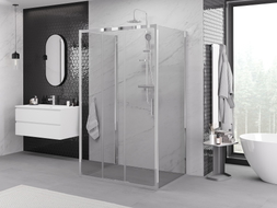 Mexen Exo-3S dreiseitige Duschkabine, Schiebetür, 80 x 90 cm, transparent, Chrom - 8153-080-090-01-00-3S
