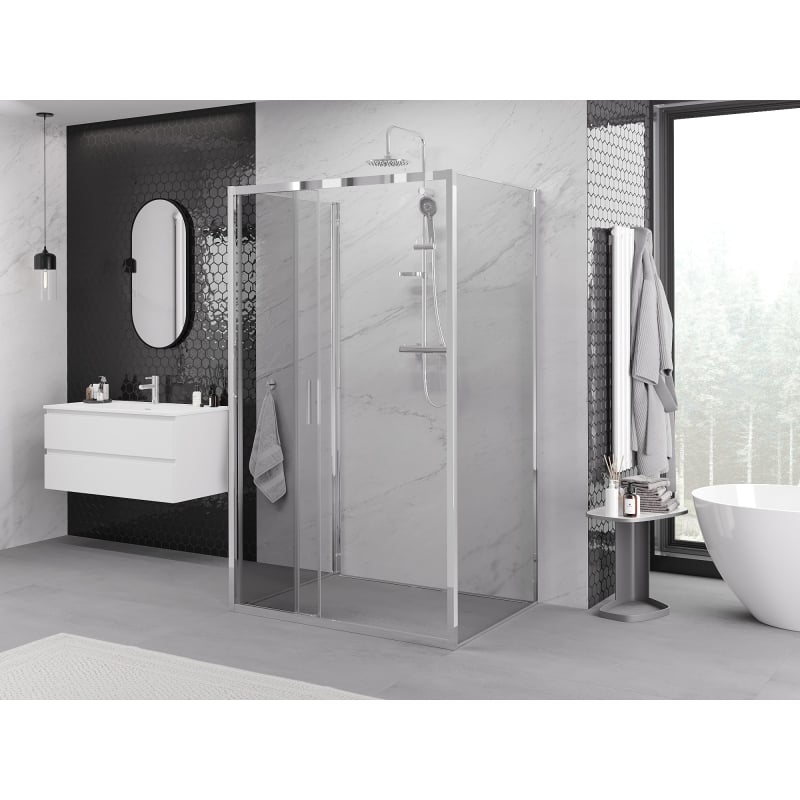 Mexen Exo-3S 3-seitige Duschkabine, 90 x 95 cm, transparent, Chrom - 8153-090-095-01-00-3S