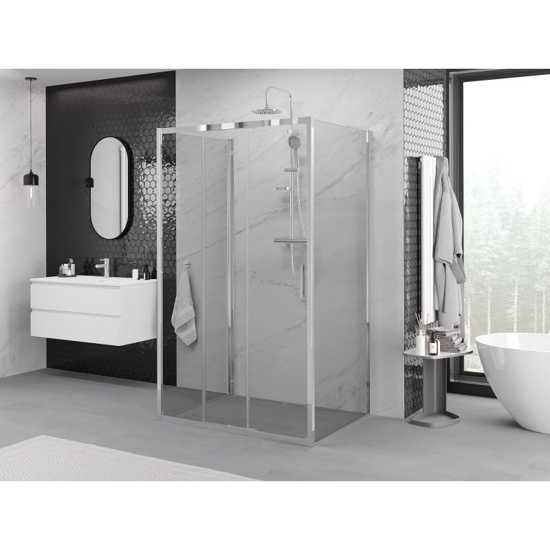Mexen Exo-3S 3-seitige Duschkabine, Schiebetür, 100 x 95 cm, transparent, Chrom - 8153-100-095-01-00-3S