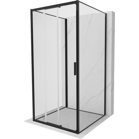 Mexen Exo-3S Duschkabine 3-seitig verschiebbar 80 x 80 cm, transparent, schwarz - 8153-080-080-70-00-3S