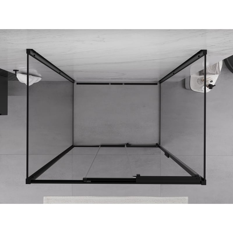 Mexen Exo-3S 3-seitige Duschkabine, verschiebbar 100 x 80 cm, transparent, schwarz - 8153-100-080-70-00-3S