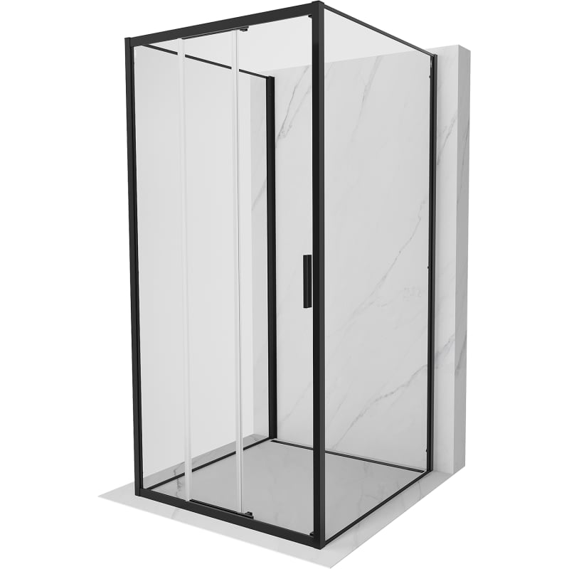 Mexen Exo-3S 3-seitige Schiebeduschkabine 85 x 85 cm, transparent, schwarz - 8153-085-085-70-00-3S
