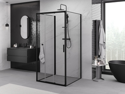 Mexen Exo-3S 3-seitige Schiebeduschkabine 85 x 85 cm, transparent, schwarz - 8153-085-085-70-00-3S
