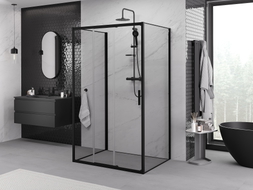 Mexen Exo-3S 3-seitige Duschkabine 85 x 90 cm, transparent, schwarz - 8153-085-090-70-00-3S