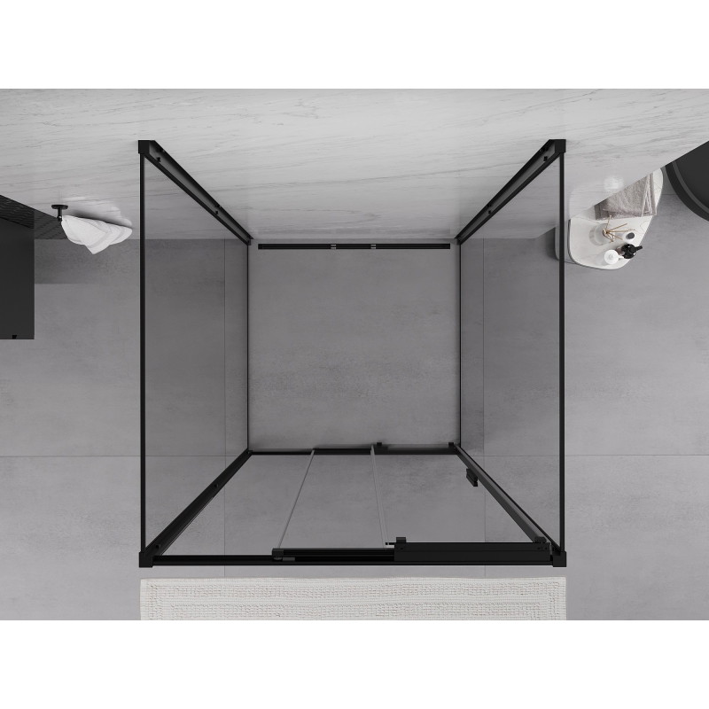 Mexen Exo-3S 3-seitige Duschkabine, 95 x 95 cm, transparent, schwarz - 8153-095-095-70-00-3S