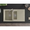 Mexen Matias Granitspüle 1,5-Kammer mit Abtropffläche und Küchenarmatur Telma, beige - 6502-69-670200-00
