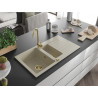 Mexen Matias Granitspüle 1,5-beckig mit Abtropffläche und Küchenarmatur Telma, beige - 6502-69-670200-50