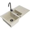 Mexen Matias granitspüle 1,5-kammern mit abtropfbrett und küchenarmatur Telma, beige - 6502-69-670200-70