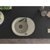 Mexen Kevin Granitspüle 1-Becken mit Abtropffläche 586 x 458 mm, beige, schwarzer Siphon - 6517581005-69-B