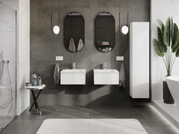 Mexen Orio Badezimmerschrank 50 cm mit Waschbecken Otis, 1 Schublade, weiß matt - 91A10-05023-1-BF01-W18M01