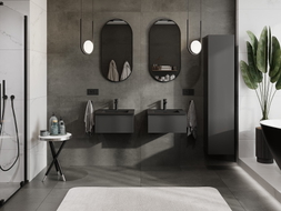 Mexen Orio Badezimmerschrank 50 cm mit Waschbecken Otis, 1 Schublade, schwarz matt - 91A10-05023-1-BF71-W18M71