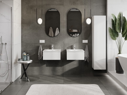 Mexen Orio Badezimmerschrank 50 cm mit Vela Waschbecken, 1 Schublade, weiß glänzend - 91A10-05023-1-BF00-W23M00