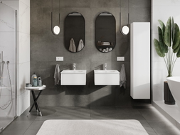 Mexen Orio Badezimmerschrank 50 cm mit Waschbecken Vela, 1 Schublade, weiß matt - 91A10-05023-1-BF01-W23M01