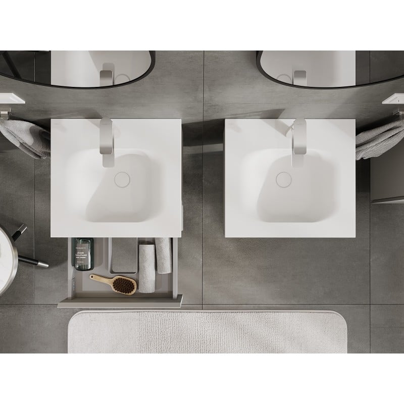 Mexen Orio Badezimmer-Schrank 50 cm mit Waschbecken Vela, 1 Schublade, grau matt/weiß matt - 91A10-05023-1-BF62-W23M01