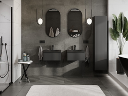 Mexen Orio Badezimmerschrank 50 cm mit Waschbecken Vela, 1 Schublade, schwarz matt - 91A10-05023-1-BF71-W23M71