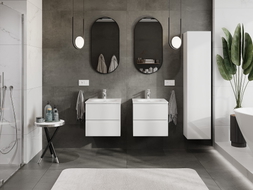 Mexen Orio Badezimmerschrank 50 cm mit Waschbecken Vela, 2 Schubladen, Weiß Glanz - 91A10-05047-2-BFF00-W23M00